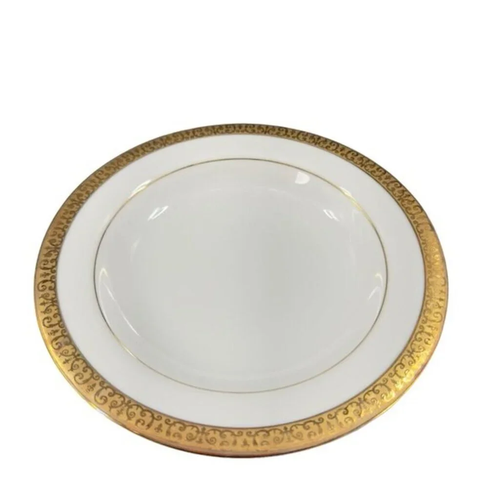 Royal Gallery‎ Gold Deep Dish Plates Macy 1991 Porcelain Made In Sri Lanka Set 2